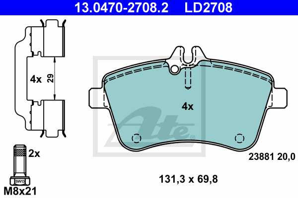 ATE disk pločice MERCEDES BENZ 13.0470-2708.2 mb a-200cdi w169 04 -> ceramic