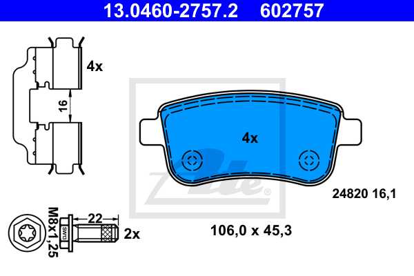 ATE disk pločice RENAULT 13.0460-2757.2 grand scenic (jz_) 09->