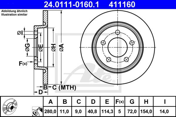 ATE disk ploča MAZDA 24.0111-0160.1 mazda 3 03->09