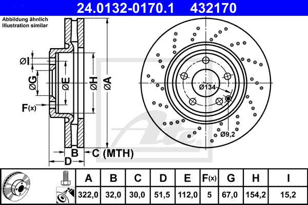 ATE disk ploča MERCEDES BENZ 24.0132-0170.1 prednja, cls (c218) 350d 4 matic bez amg 10->, d322/32
