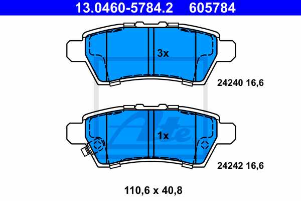 ATE disk pločice NISSAN 13.0460-5784.2 nissan pathfinder iii (r51) 2.5 dci 4wd 05->