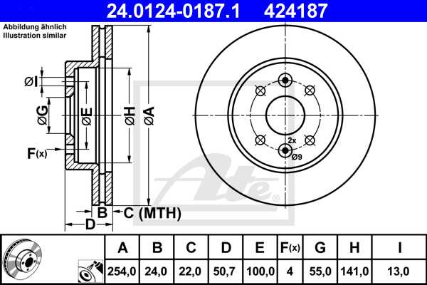 ATE disk ploča KIA 24.0124-0187.1 kia rio estate (dc) 1,3 00-> 05