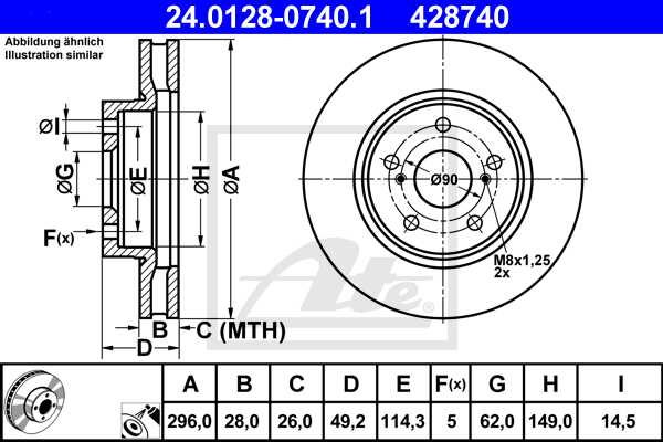 ATE disk ploča LEXUS 24.0128-0740.1 lexus is ii (gse2_, ale2_, use2_) 220d 05-> 13