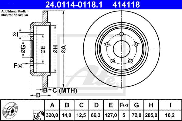 ATE disk ploča JEEP 24.0114-0118.1 zadnja, grand cherokee 3.0crd 3.7v6 05 ->, d320/14