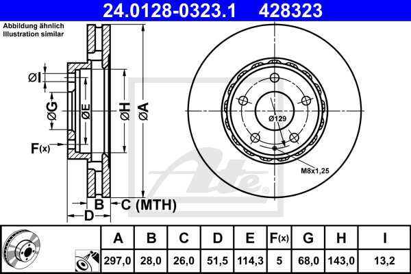 ATE disk ploča MAZDA 24.0128-0323.1 prednja, cx-5 16->, d297/28