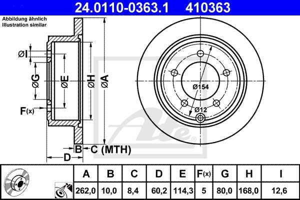 ATE disk ploča JEEP 24.0110-0363.1 zadnja, compass,patriot 2.0crd 06 ->, d262/10