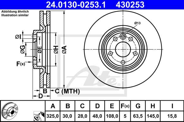 ATE disk ploča LAND 24.0130-0253.1 prednja, velar 17->, d325/30 17