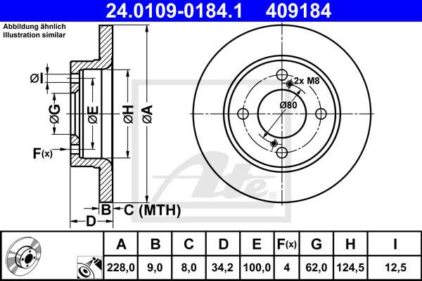 ATE disk ploča SUZUKI 24.0109-0184.1 zadnja, baleno,swift v 16->, d228/9