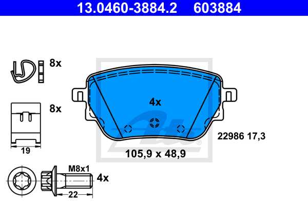 ATE disk pločice MERCEDES BENZ 13.0460-3884.2 zadnje, a class w177 180cdi 18->bez sport paketa