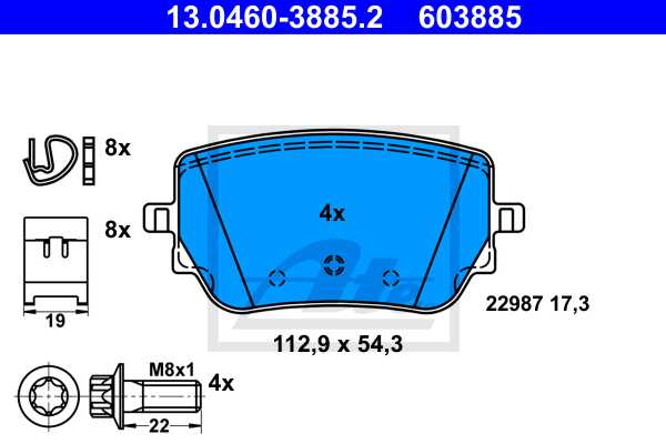ATE disk pločice MERCEDES BENZ 13.0460-3885.2 zadnje, a class w177 180cdi sport paket 18->