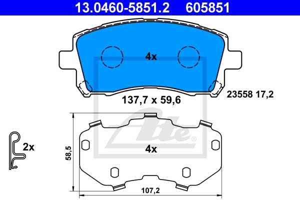 ATE disk pločice SUBARU 13.0460-5851.2 prednje, forester 2.0i 1/97->