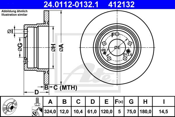 ATE disk ploča BMW 24.0112-0132.1 zadnja, bmw 725tds 95 ->, d324/12