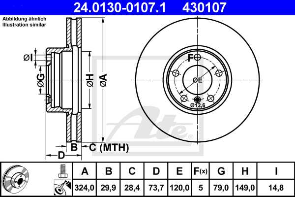 ATE disk ploča BMW 24.0130-0107.1 prednja, bmw 525d e39 00 ->, d324/30