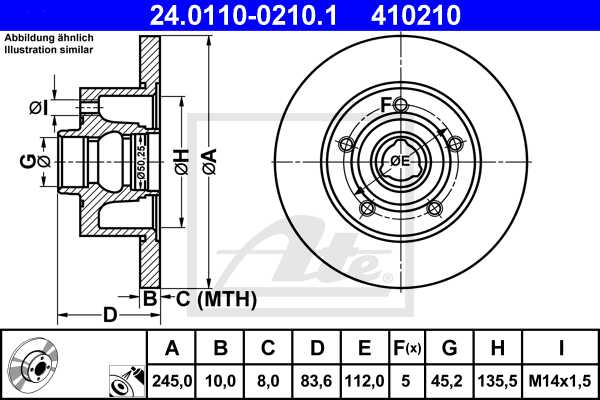 ATE disk ploča VW 24.0110-0210.1 zadnja, a-4 1.9td ->00 d245/10