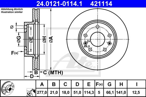 ATE disk ploča LAND 24.0121-0114.1 prednja, freelander 2.0di 98 ->, d277/21