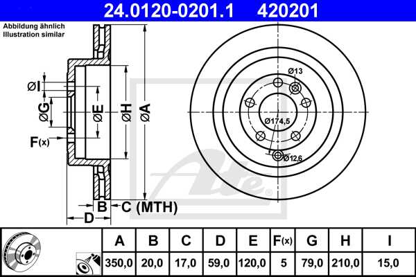 ATE disk ploča LAND 24.0120-0201.1 zadnja, discovery 3.0td 4.4 04 ->, d350/20