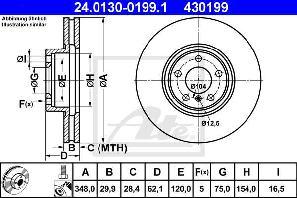 ATE disk ploča BMW 24.0130-0199.1 prednja, x-6 e70 08 ->, d348/30