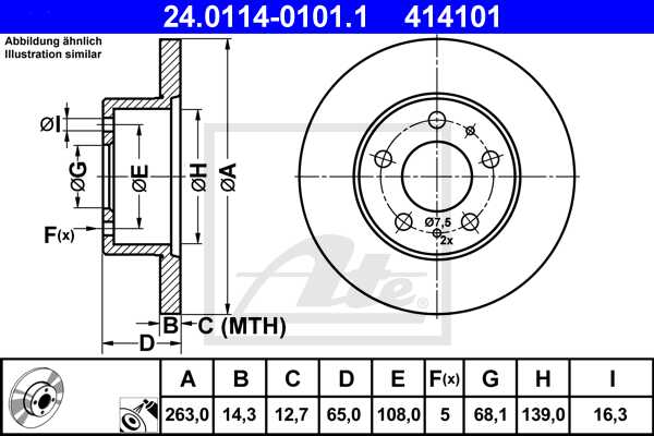 ATE disk ploča VOLVO 24.0114-0101.1 prednja, vo-240 2.0,2.4d ->93 d263/14