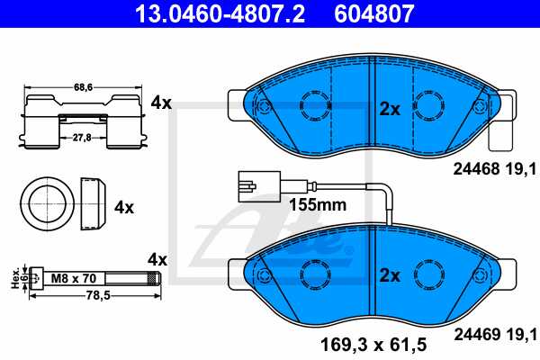 ATE disk pločice FIAT 13.0460-4807.2 ducato 2.3jtd 06 ->15q