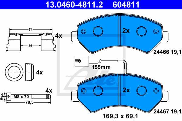 ATE disk pločice FIAT 13.0460-4811.2 ducato 2.3d multijet 06 ->20q