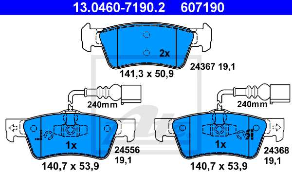 ATE disk pločice VW 13.0460-7190.2 zadnje, touareg 2.5 r5 tdi 03 -> za 16