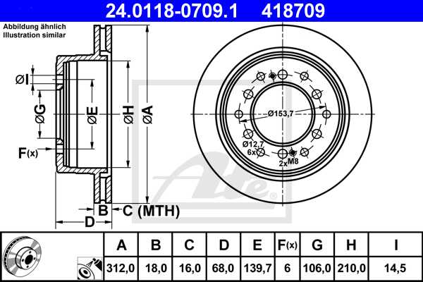 ATE disk ploča TOYOTA 24.0118-0709.1 zadnja, land cruiser 3.0d-4d 03 ->, d312/18