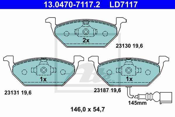 ATE disk pločice VW 13.0470-7117.2 golf 1.9tdi 04 -> ceramic