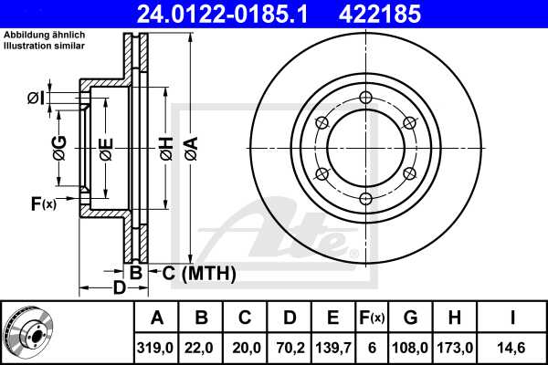 ATE disk ploča TOYOTA 24.0122-0185.1 prednja, land cruiser 3.0d-4d 96 ->, d319/22