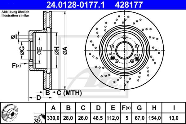 ATE disk ploča MERCEDES BENZ 24.0128-0177.1 prednja, mb c-200cdi w203 03 ->, d330/28